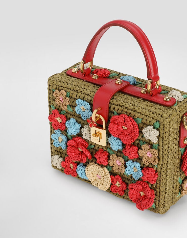 Dolce & Gabbana Sac à main Dolce Box en raphia au crochet Multicolor BB5970AZ350