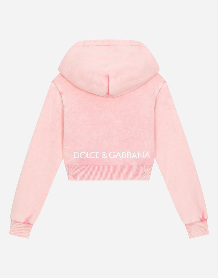 Dolce & Gabbana Felpa zip con cappuccio con logo DG Rosa L5JWABG7L2I