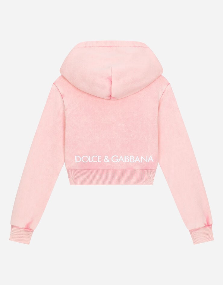 Dolce & Gabbana Zip-up hoodie with DG logo Rosa L5JWABG7L2I