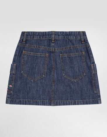 Dolce & Gabbana Denim skirt with patch Multicolor L55I70LDD37