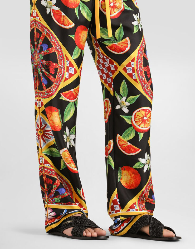 Dolce & Gabbana Carretto-print vanity silk twill trousers Dolce & Gabbana Carretto-print vanity silk twill trousers Multicolor GVRMATHI14M