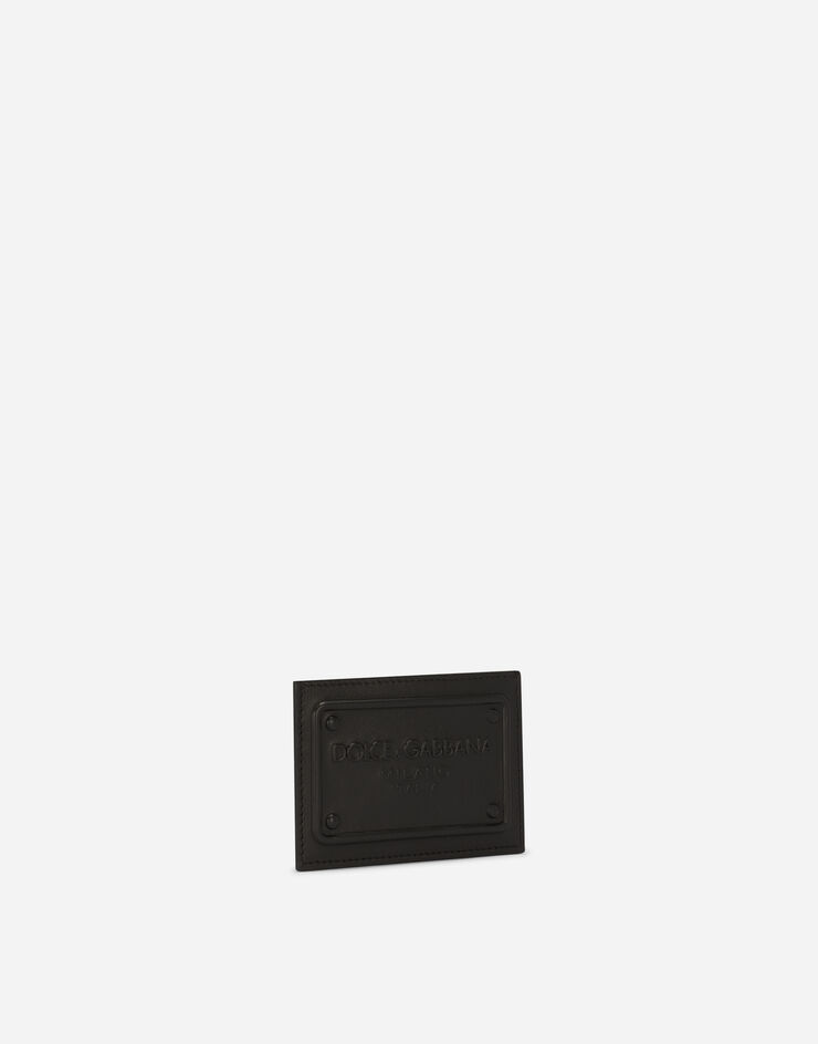 Dolce & Gabbana Calfskin card holder with raised logo Black BP3239AG218