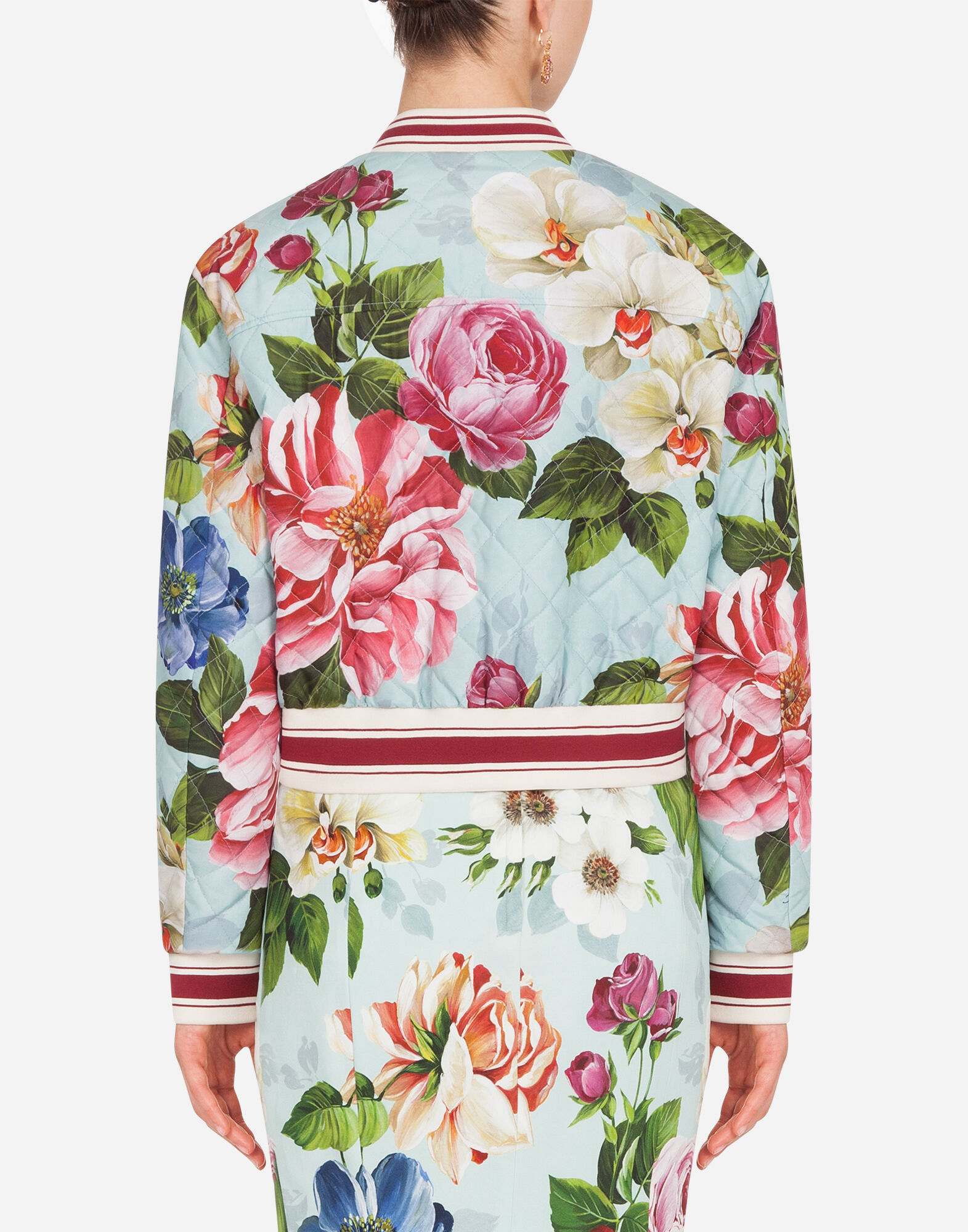 FLORAL PRINT NYLON BOMBER JACKET