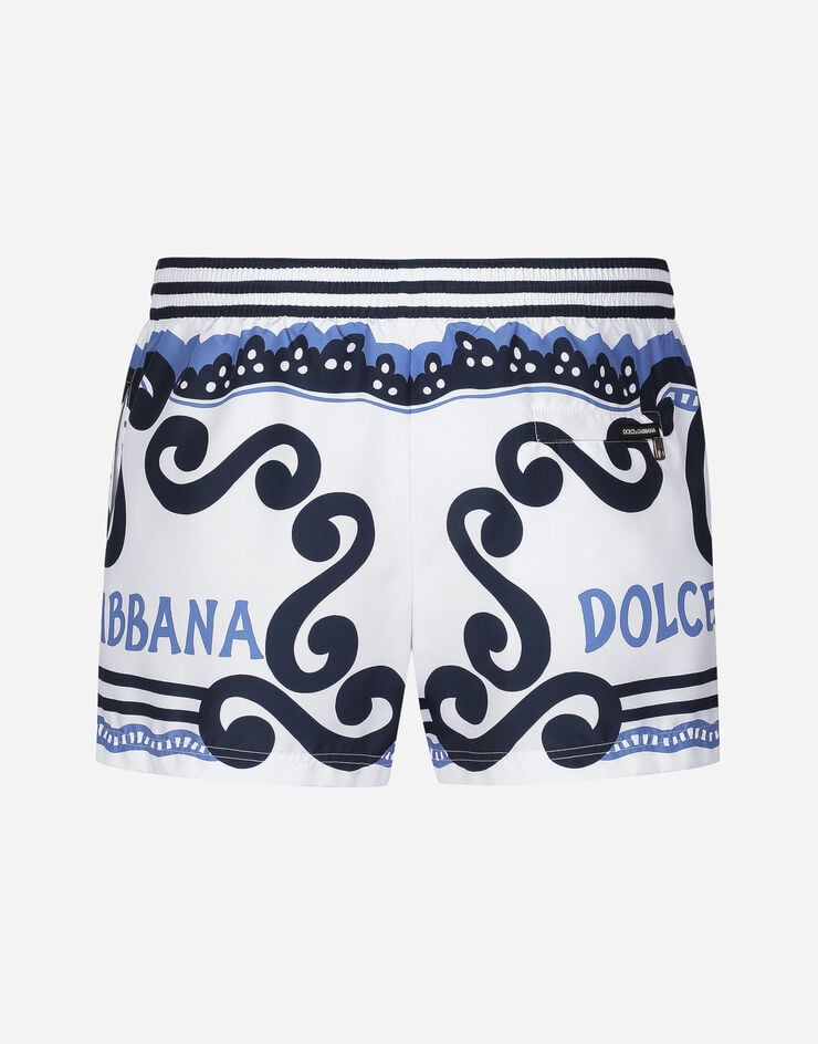 Dolce & Gabbana Bañador bóxer corto con estampado Marina Azul Claro M4A06TFHMU0