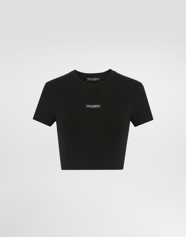 Dolce & Gabbana Jersey t-shirt with logo Black F8V95TFUEEY