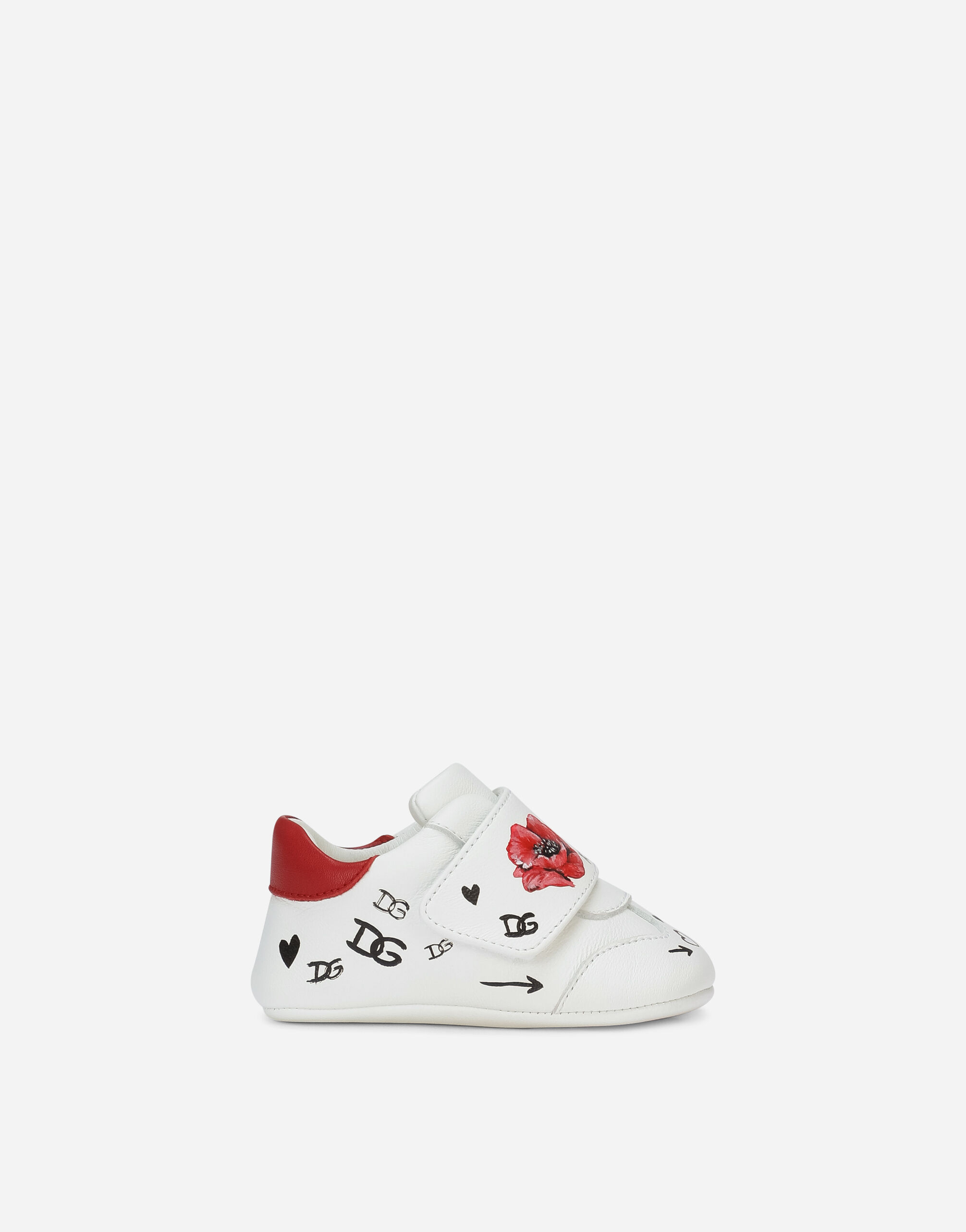 Dolce & Gabbana Sneaker Newborn aus Nappaleder Mohnblumen-Print Print DK0065AD471