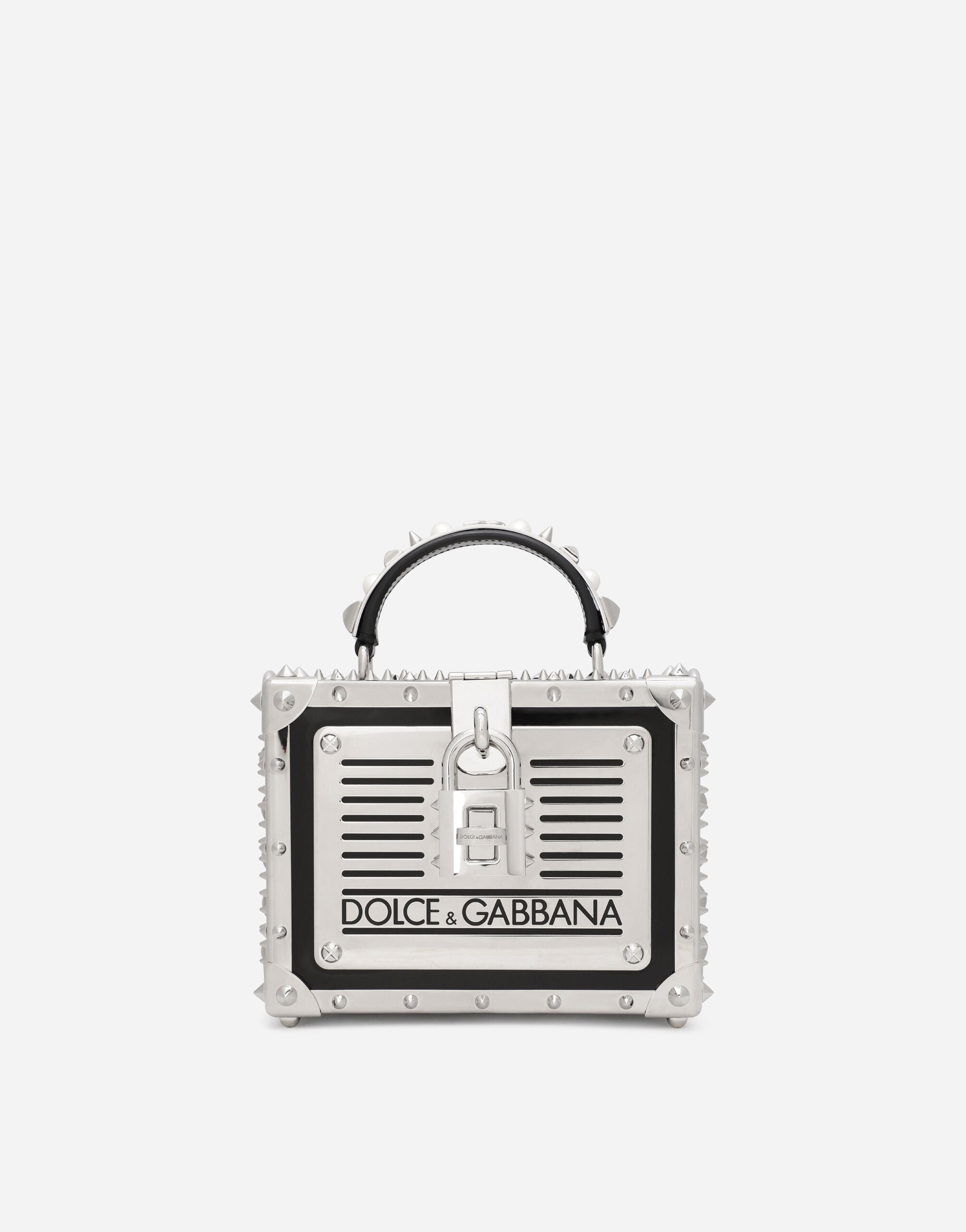 Dolce&Gabbana Polished calfskin Dolce Box bag with studs Gold BB7567AY828