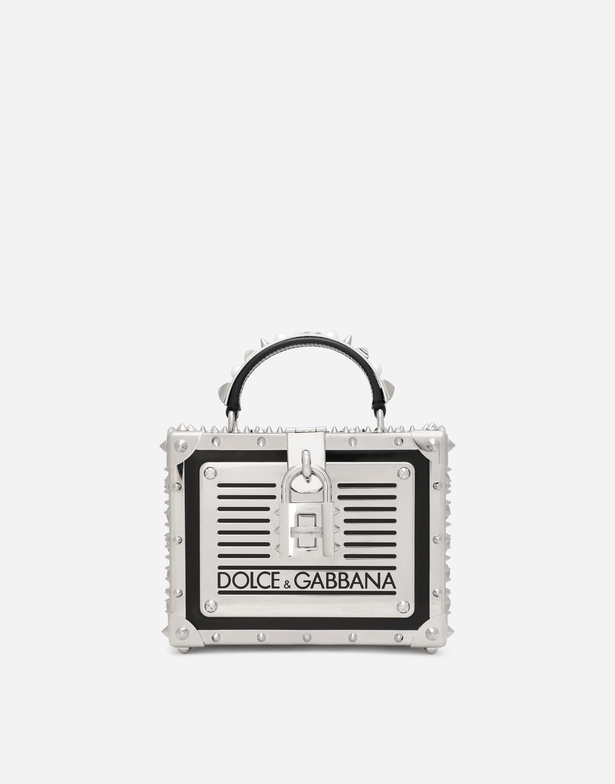 Polished calfskin Dolce Box bag with studs in Multicolor for