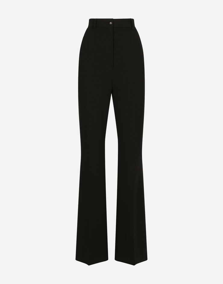 Flared jersey Milano rib pants in Black for