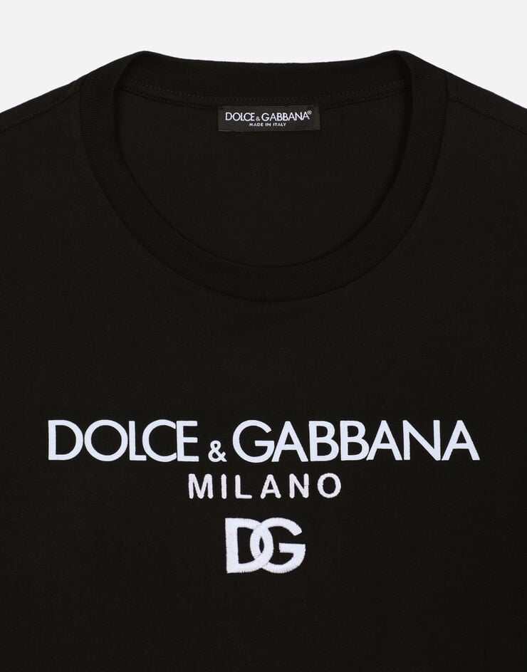 Dolce & Gabbana DG 刺绣棉质 T 恤 黑 G8PD7ZG7B9X