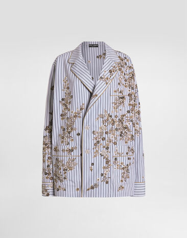 Dolce & Gabbana Poplin vanity shirt with thread floral embroidery Multicolor F5U43ZGDDR6