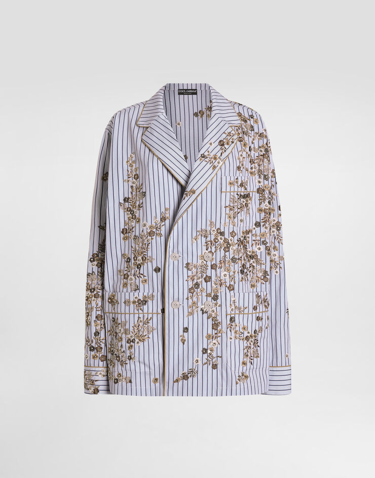Dolce & Gabbana Poplin vanity shirt with thread floral embroidery Multicolor F5U43ZGDDR6