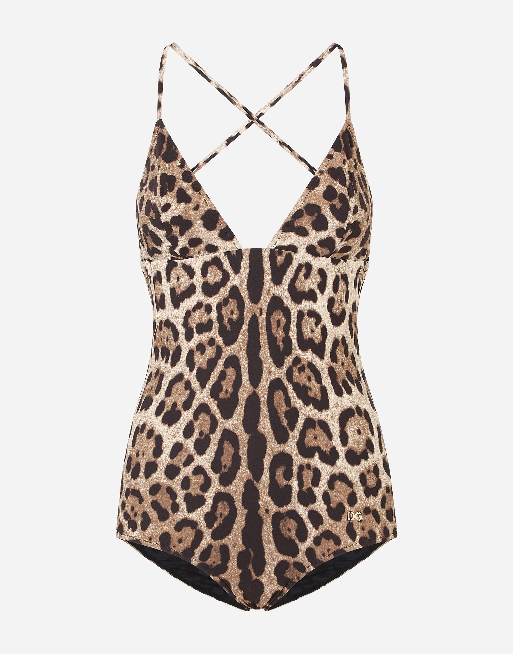 Dolce & Gabbana Leopard-print one-piece swimsuit White O9A73JFUGA2