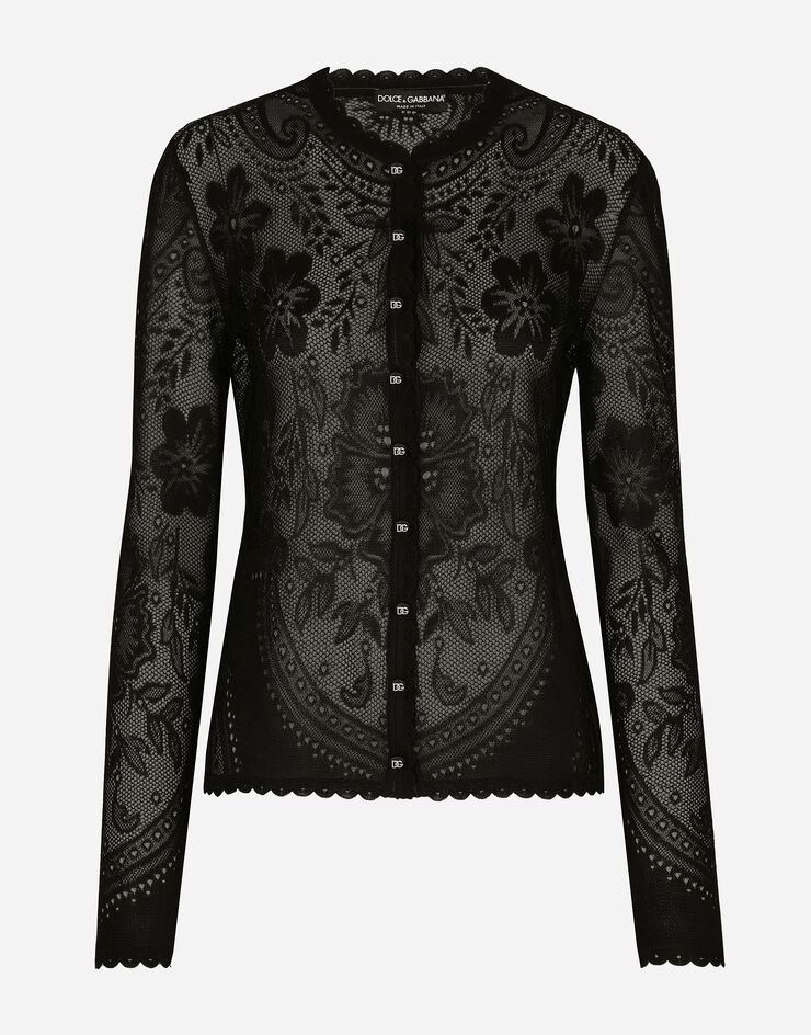 Dolce & Gabbana Lace-stitch jacquard cardigan Black FXD26TJBMQ6