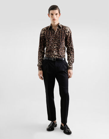 Dolce & Gabbana Cotton shirt with leopard print Print G5MN1THS5E3