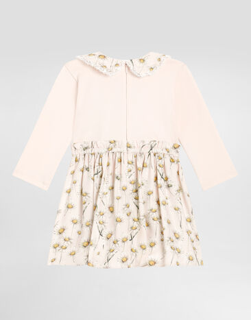 Dolce & Gabbana Flower-print interlock dress with DG logo Multicolor L2JDAOG7PJK