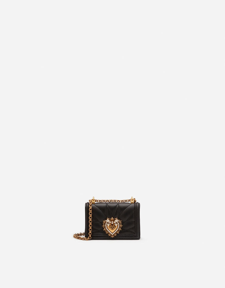 Dolce & Gabbana Devotion micro bag in quilted nappa leather Black BI1399AJ114