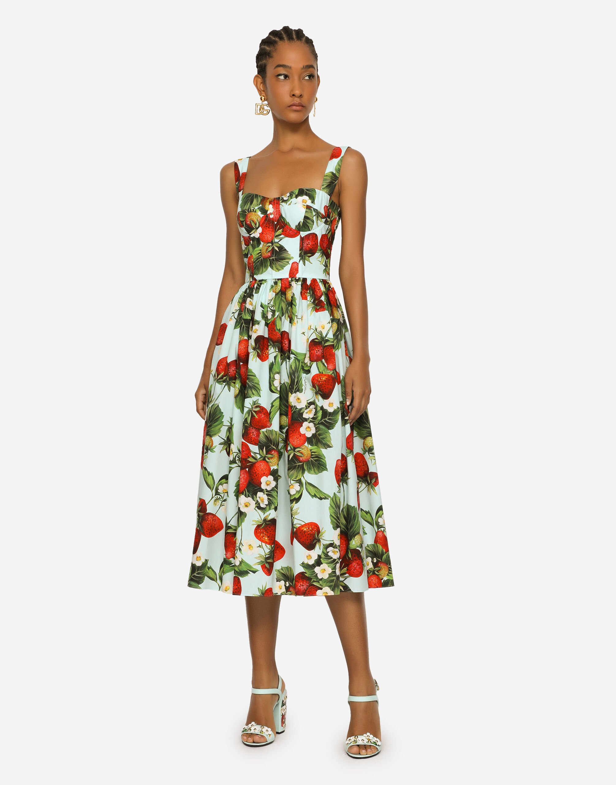 Strawberry print light poplin dress