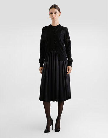 Dolce & Gabbana Wool cardigan with lace Black FXV05TJDVCS