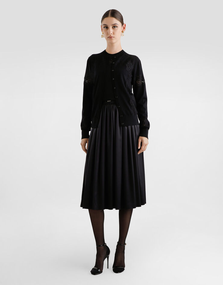Dolce & Gabbana Wool cardigan with lace Black FXV05TJDVCS