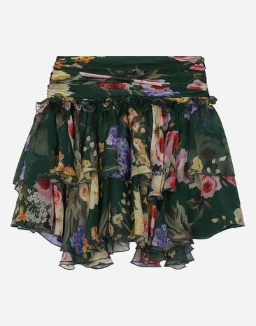 Dolce & Gabbana Короткая юбка из шифона с принтом сада Отпечатки L54I94HS5Q4