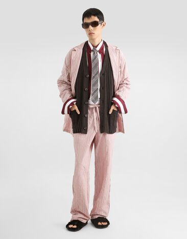 Dolce & Gabbana Crinkled striped fabric shirt-style vanity robe Multicolor G2WH1TFBMFS