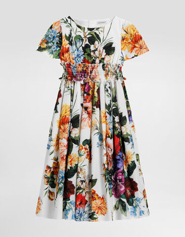 Dolce & Gabbana 花卉印花府绸短袖连衣裙 版画 L53DU2HS5TV
