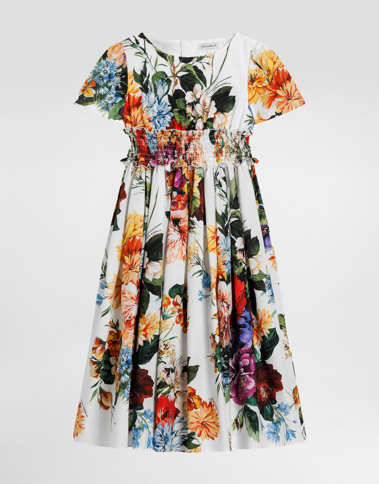 Dolce & Gabbana 花卉印花府绸短袖连衣裙 版画 L53DU2HS5TV