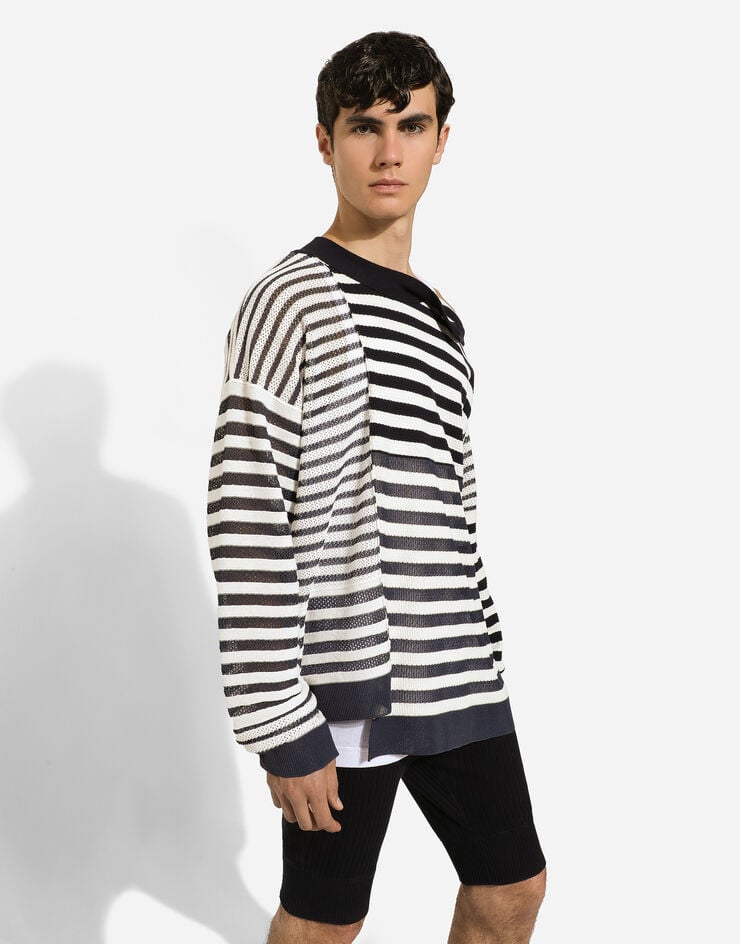 Dolce & Gabbana Asymmetrical round-neck patchwork sweater Multicolor GXX13TJFMY4