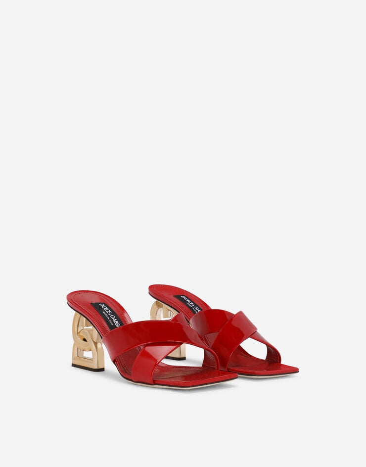 Dolce & Gabbana Polished calfskin mules with 3.5 heel Red CR1377A1037