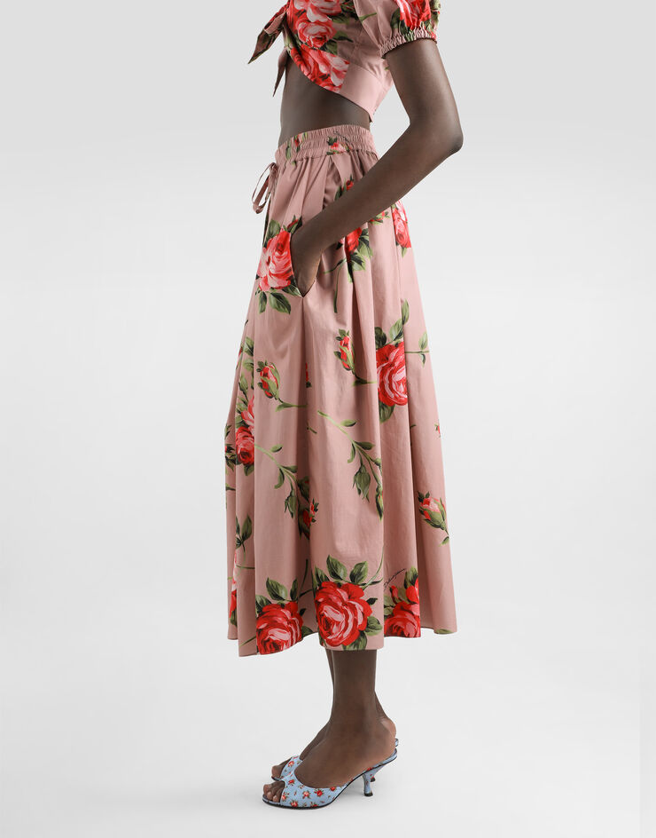 Dolce & Gabbana Rose bouquet-print midi skirt Multicolor F4DC7THS5UT