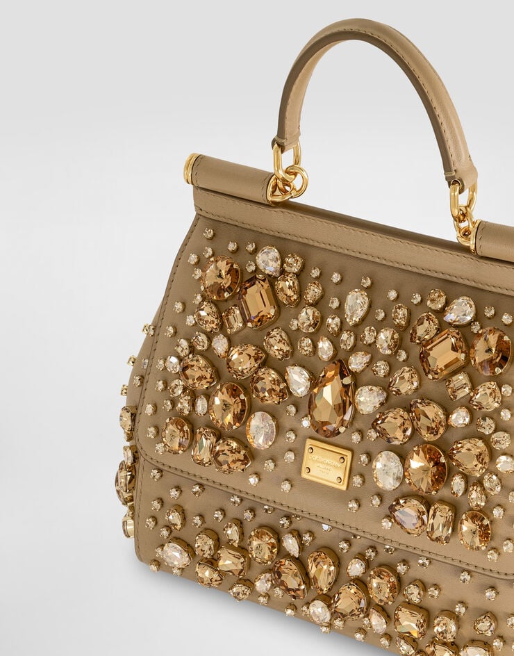 Dolce & Gabbana Sicily small nappa leather handbag with embroidered bezels Multicolor BB6003C7341