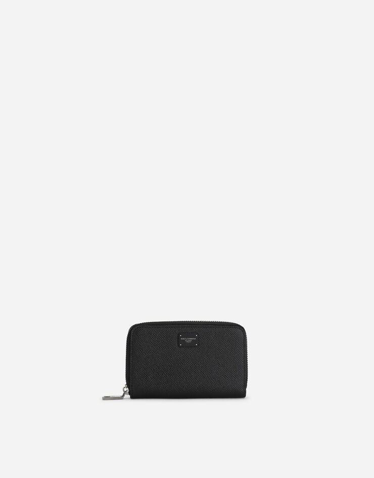 Dolce & Gabbana Mini Dauphine calfskin zip-around wallet with branded plate Black BP2522AZ602