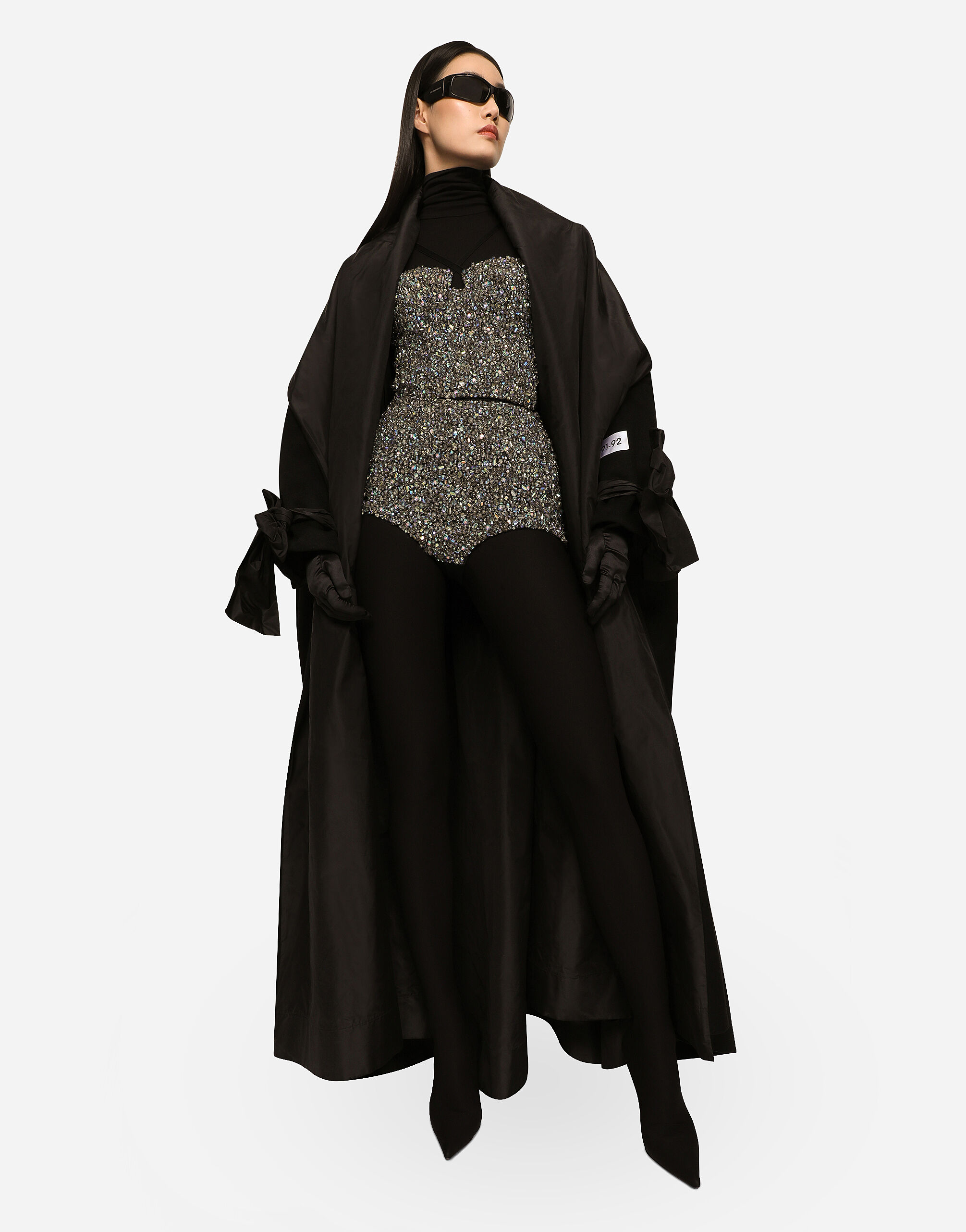 KIM DOLCE&GABBANA Long wool and cashmere coat in Black for