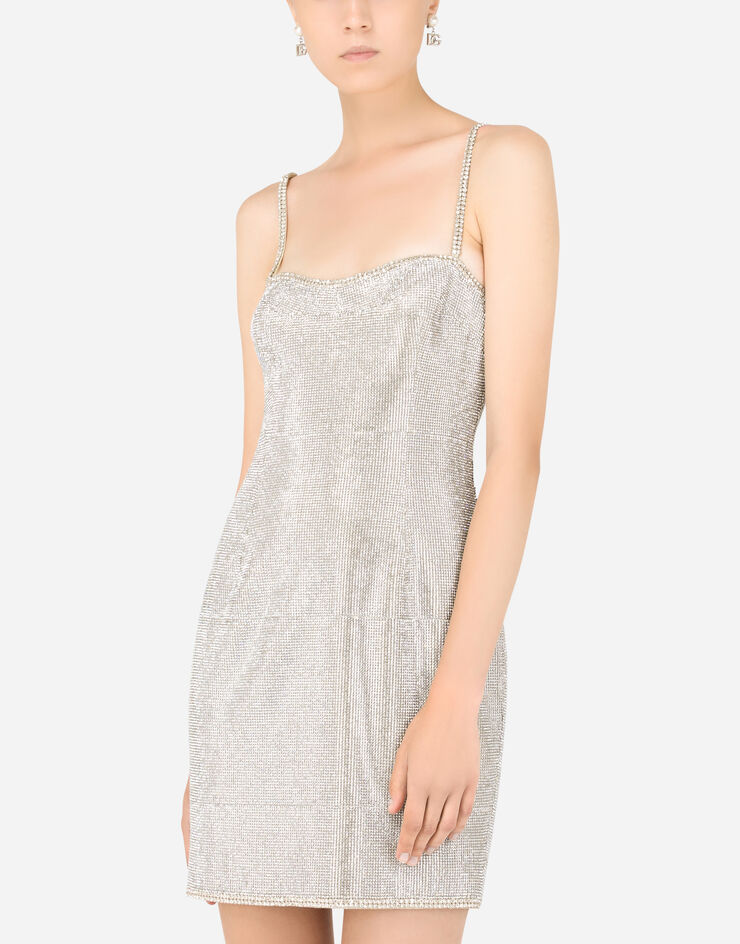 Dolce & Gabbana Short crystal mesh dress Multicolor F6ZN0ZGDAJ3