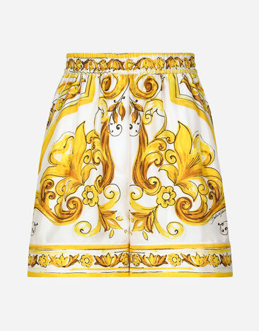 Dolce & Gabbana Silk twill shorts with majolica print Print F6AEITHH5A1