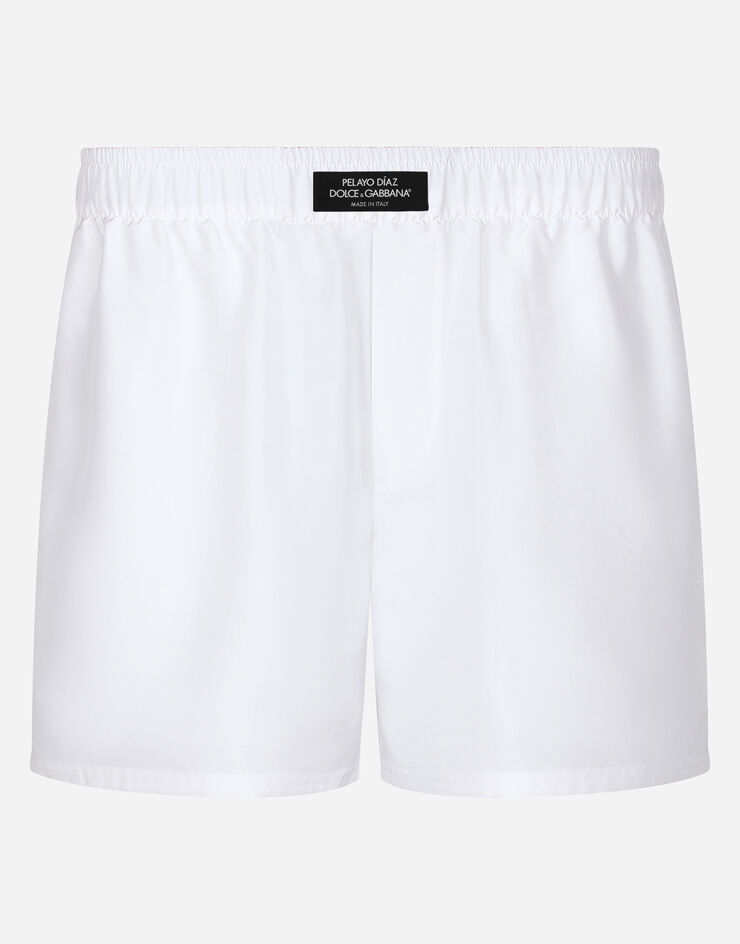 Dolce&Gabbana Silk habotai shorts with Dolce&Gabbana label Multicolor I4297MGH181
