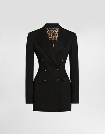 Dolce & Gabbana Double-breasted Milano rib jacket Black F29RSTFUGPN