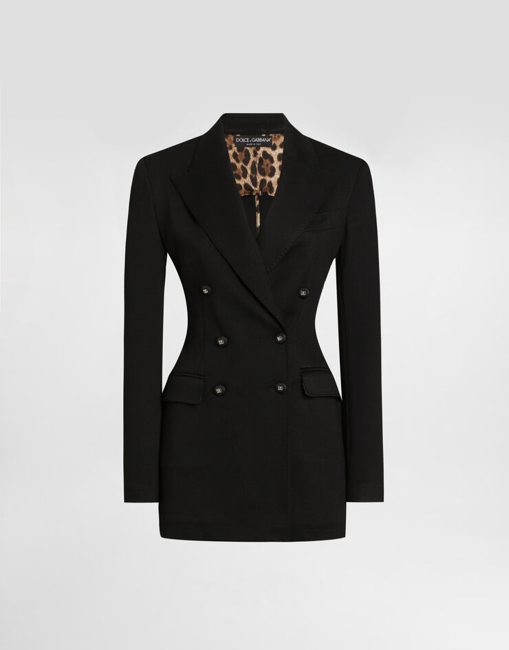 Dolce & Gabbana Double-breasted Milano rib jacket Black F29RSTFUGPN