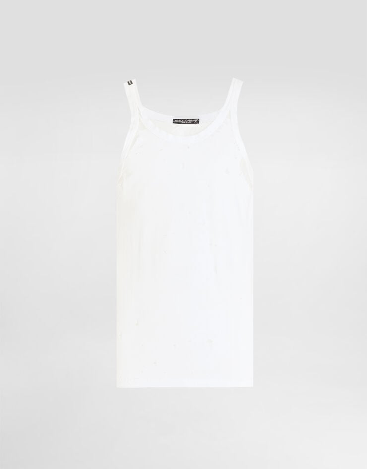 Dolce & Gabbana Distressed jersey tank top White G8TO4TG7PYW