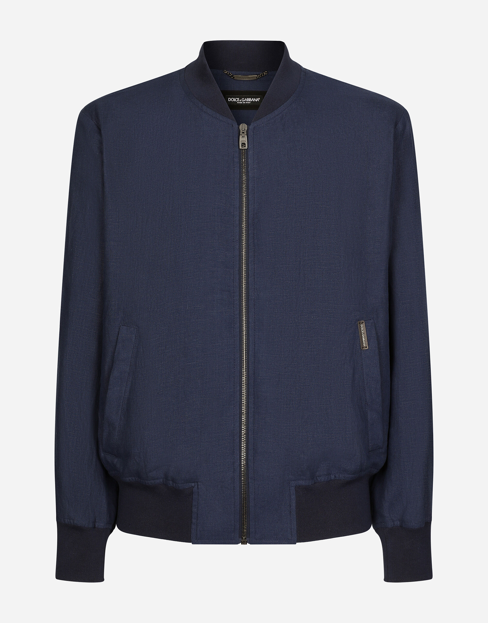 Unlined linen bomber jacket in Blue for Men Dolce Gabbana