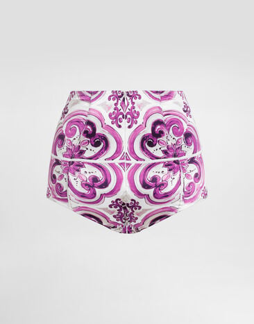 Dolce & Gabbana Braguita de raso elástico con estampado de mayólica Multicolor O2A06TON08K