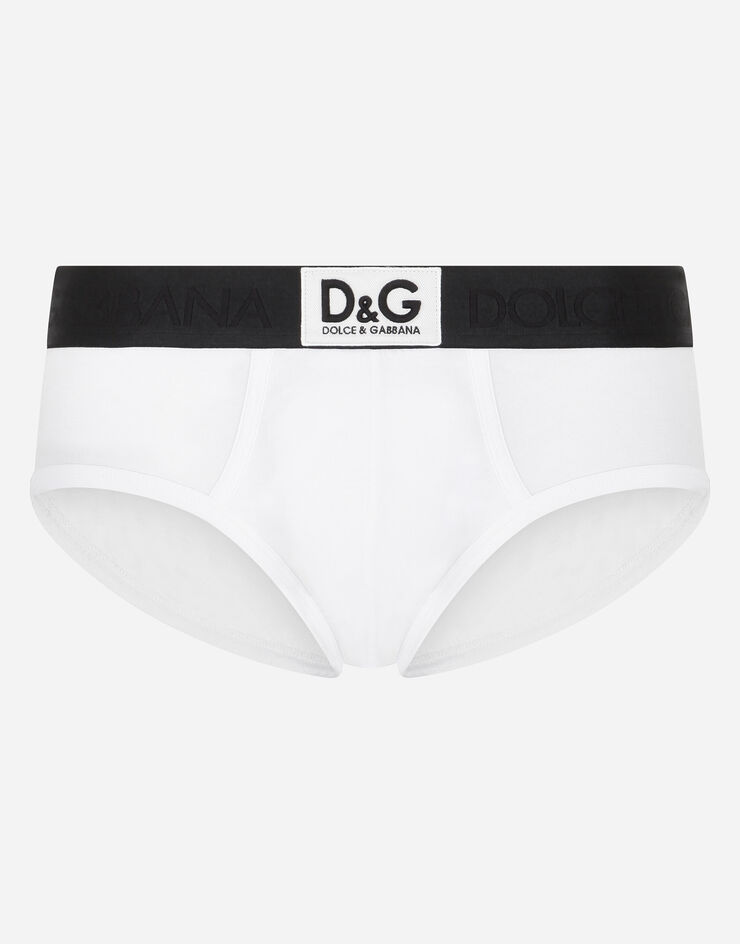 Dolce & Gabbana Two-way stretch cotton Brando briefs with DG patch White M3D35JOUAIG
