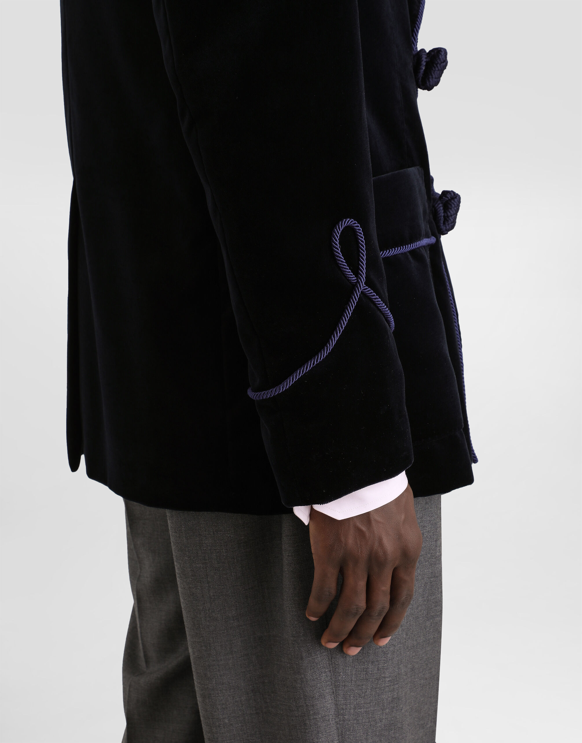 Double-breasted sicilia-light jacket in smooth velvet - thumbnail 5