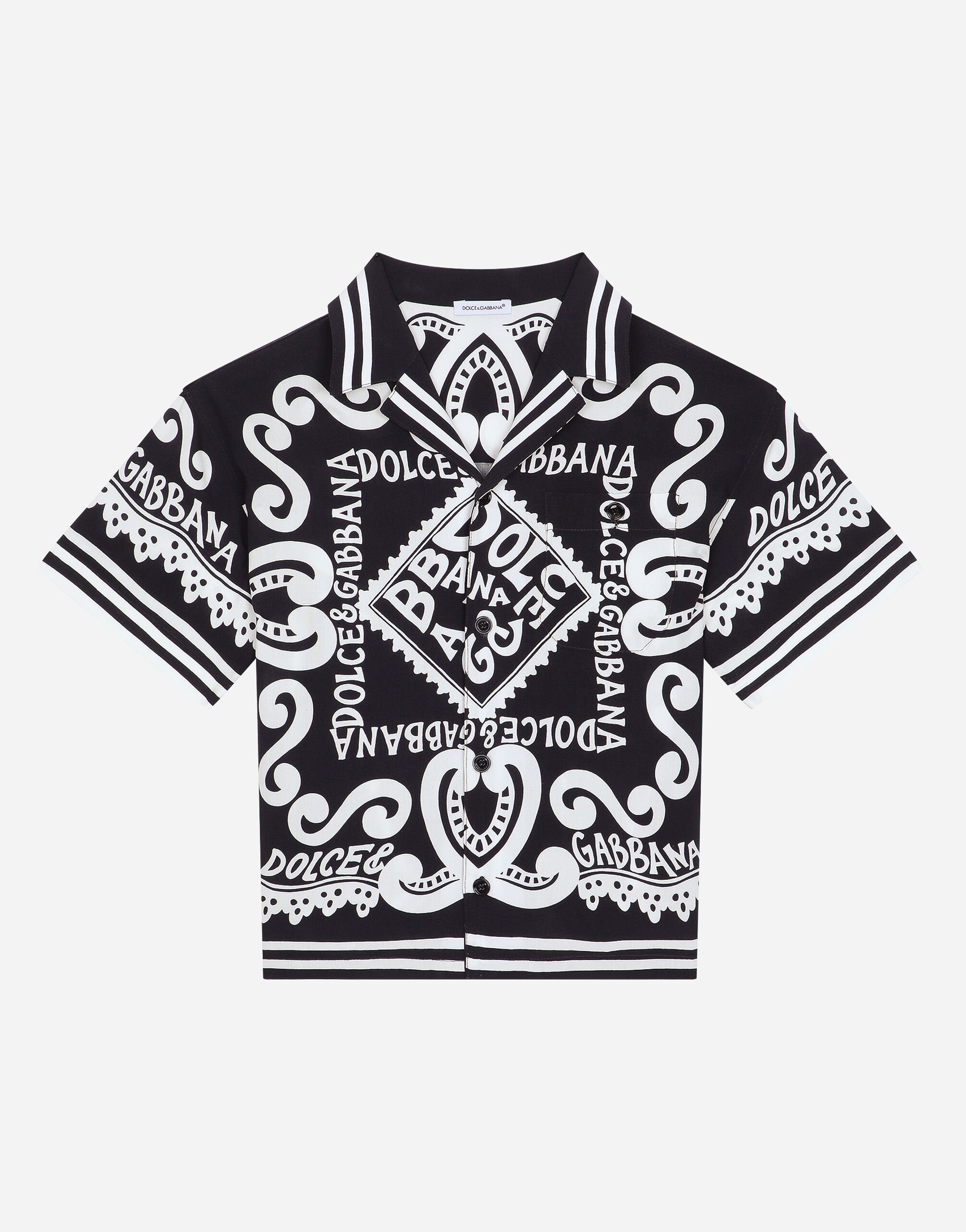 Dolce & Gabbana Marina-print batik shirt Azure GXZ18TJFMAQ