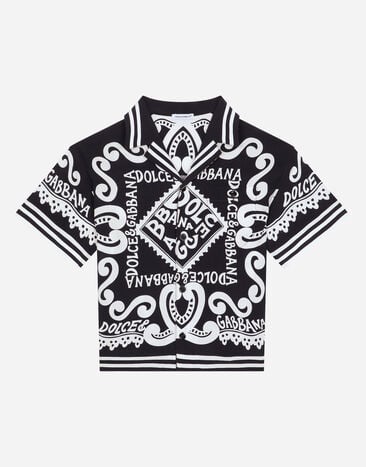 Dolce & Gabbana 海洋印花爪哇粘胶衬衫 版画 L4JTHQG7L7H
