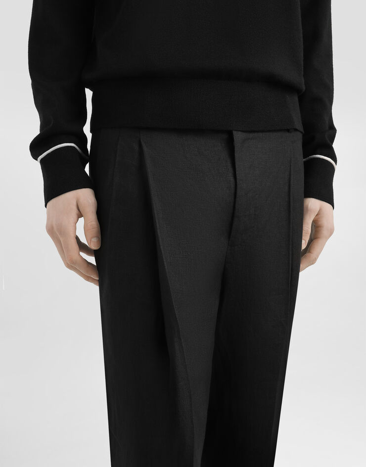 Dolce & Gabbana Classic linen trousers Black GP114TFU4JB