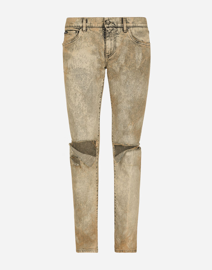 Dolce&Gabbana Overdyed skinny fit stretch jeans with rips Multicolor GY07LDG8JE4