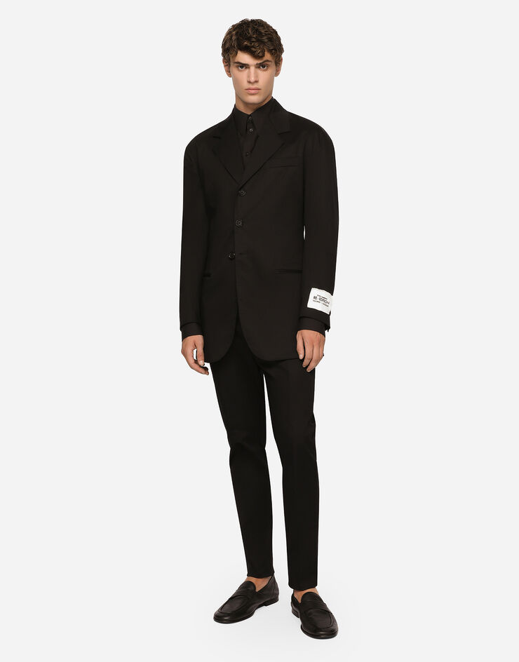Dolce & Gabbana Jacke aus elastischer Baumwollgabardine Schwarz G2SK1TFUFML