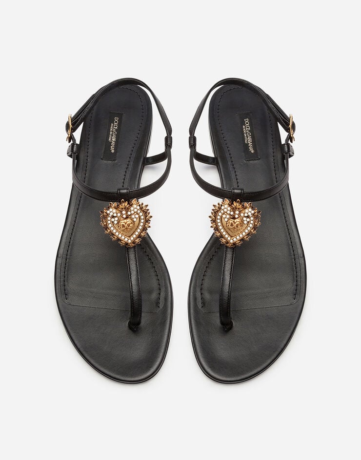 Dolce & Gabbana Nappa leather Devotion flip flops Black CQ0353AX191